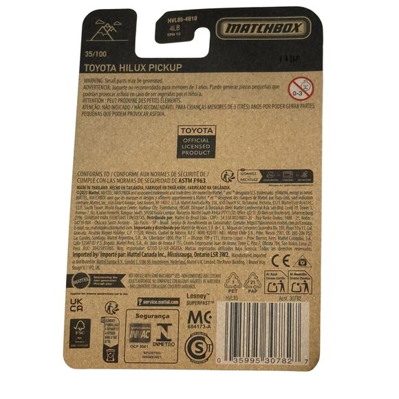 Matchbox Toyota Hilux Pickup Blue Off-Road Truck 35/100 Metal Body 2024 - Picture 2 of 4